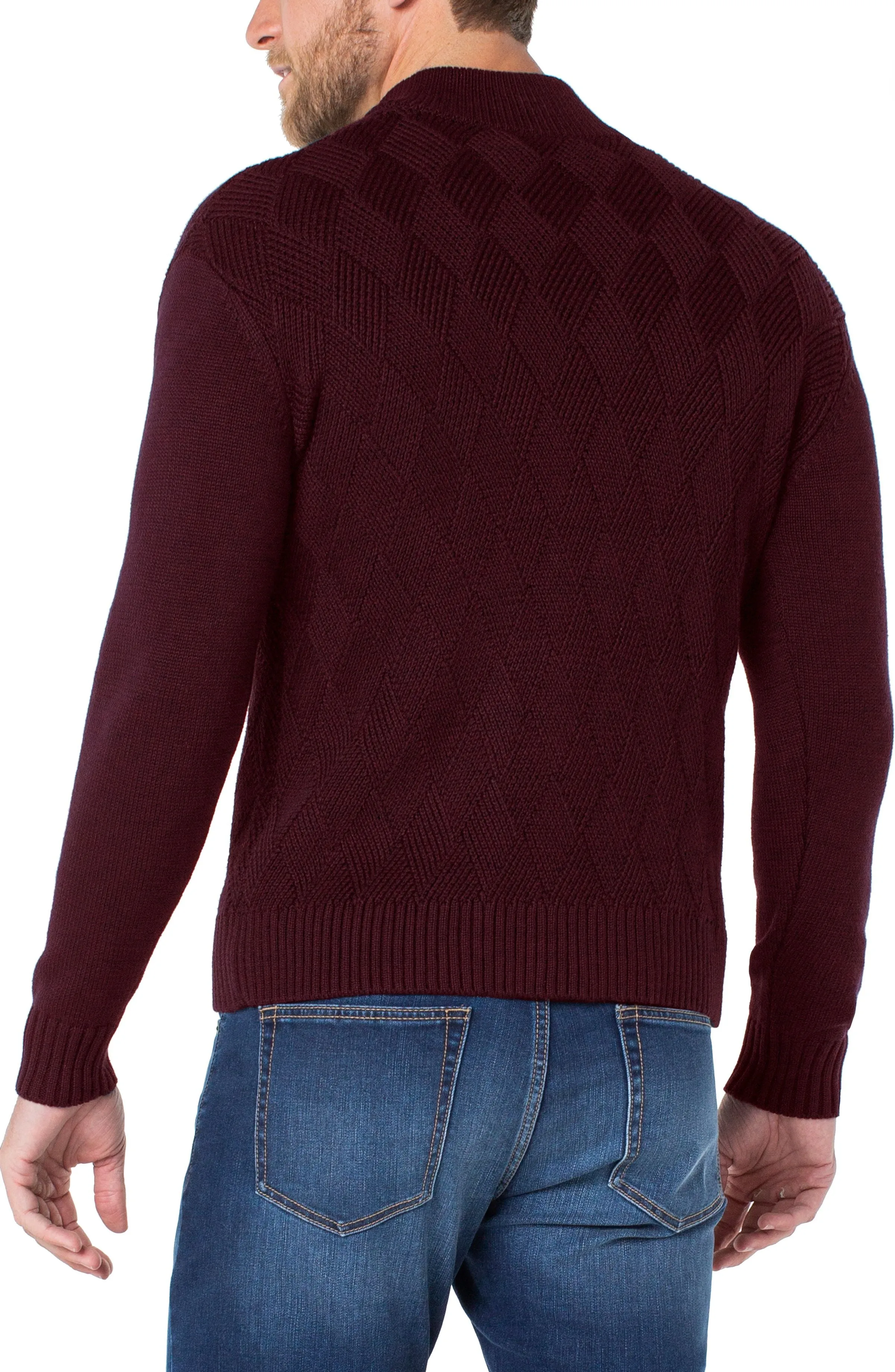 Take Note  Diamond Pattern Quarter Zip Pullover