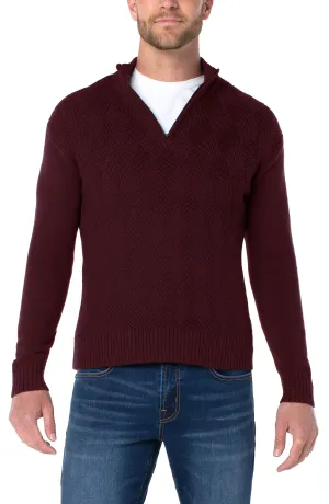 Take Note  Diamond Pattern Quarter Zip Pullover