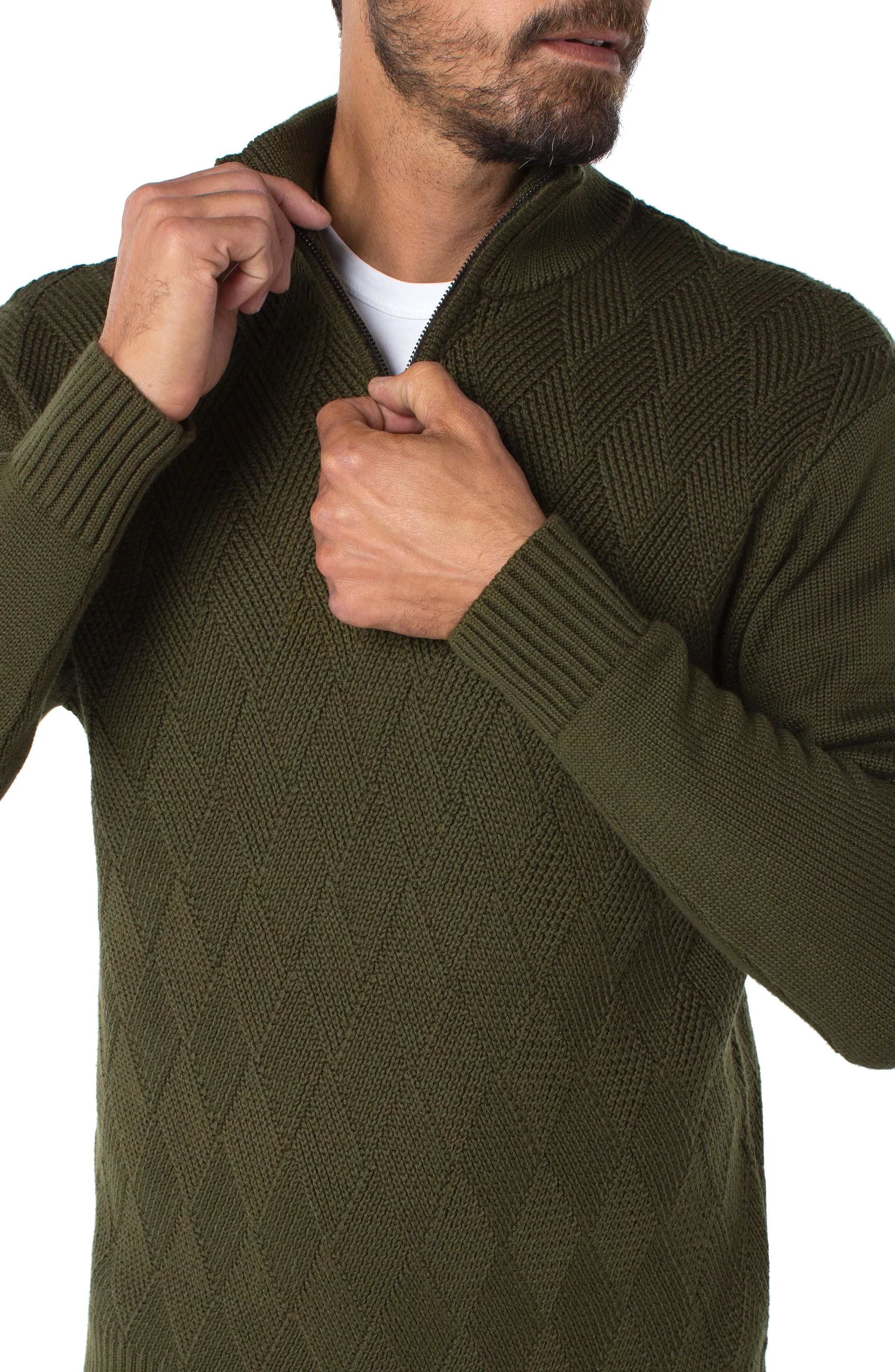 Take Note  Diamond Pattern Quarter Zip Pullover