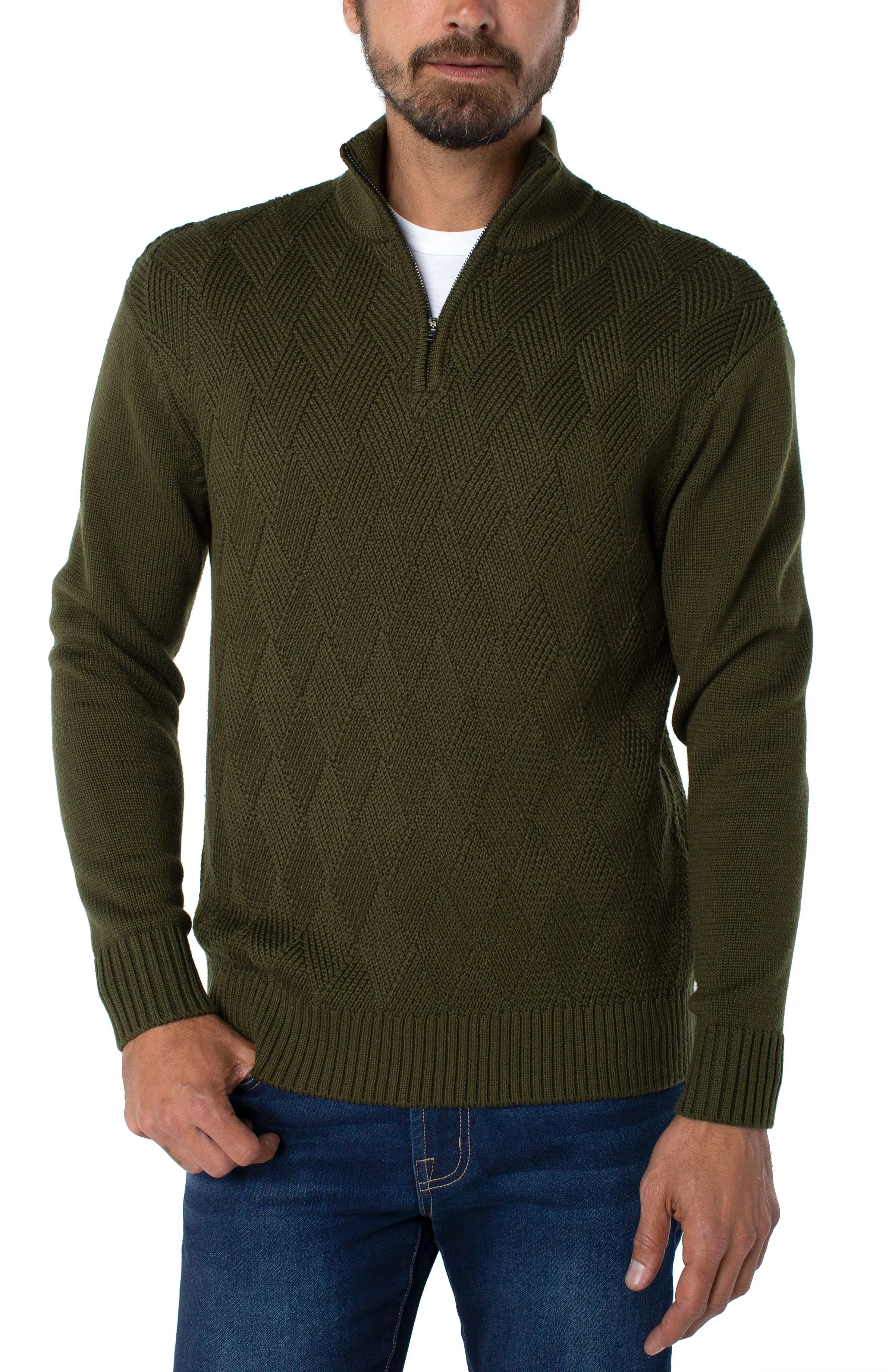 Take Note  Diamond Pattern Quarter Zip Pullover