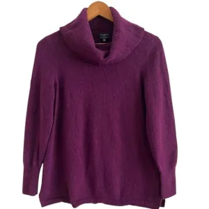 Talbots 100% Pure Cashmere Sweater MP Petite M Purple Cowlneck Preppy Mature