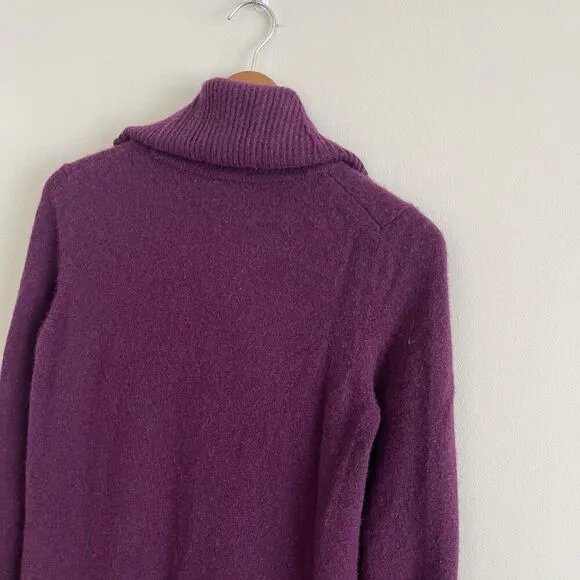 Talbots 100% Pure Cashmere Sweater MP Petite M Purple Cowlneck Preppy Mature