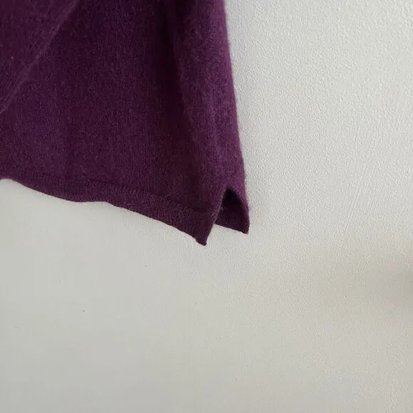 Talbots 100% Pure Cashmere Sweater MP Petite M Purple Cowlneck Preppy Mature