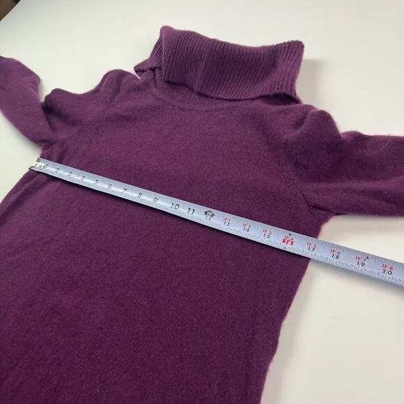 Talbots 100% Pure Cashmere Sweater MP Petite M Purple Cowlneck Preppy Mature