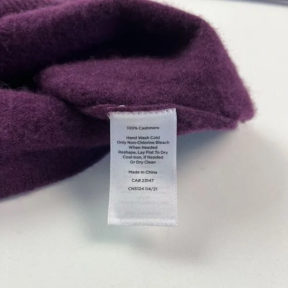 Talbots 100% Pure Cashmere Sweater MP Petite M Purple Cowlneck Preppy Mature