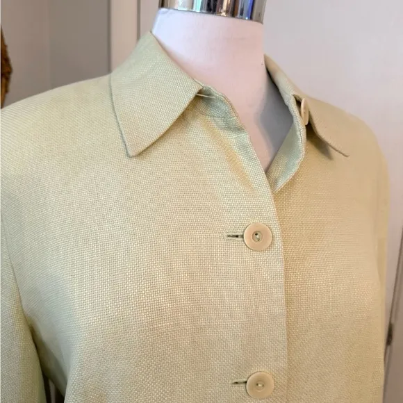 Talbots Irish Linen Blazer Green Boxy Jacket 12  Spring Summer Business Casual