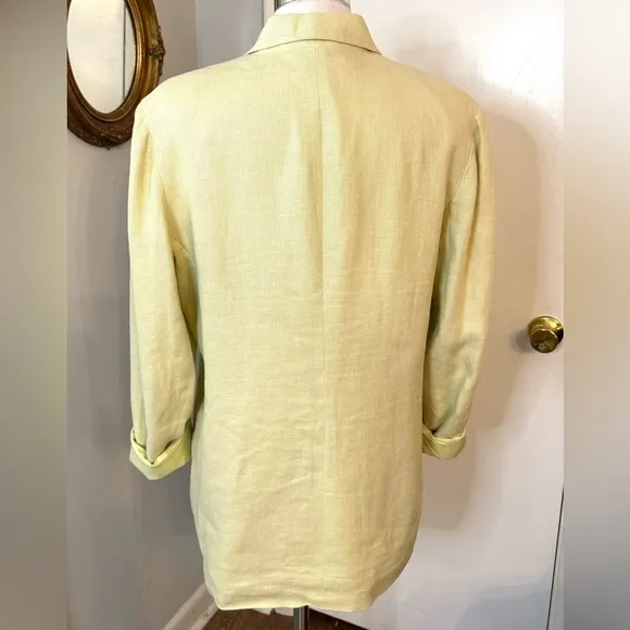 Talbots Irish Linen Blazer Green Boxy Jacket 12  Spring Summer Business Casual
