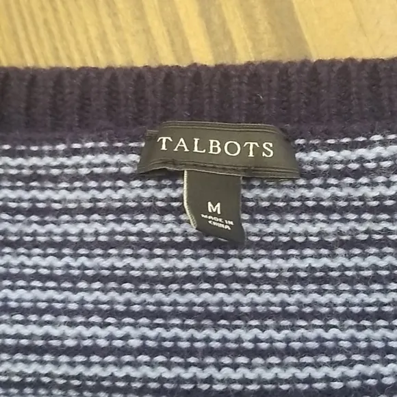 Talbots Lambswool Blend Striped Crewneck Sweater M