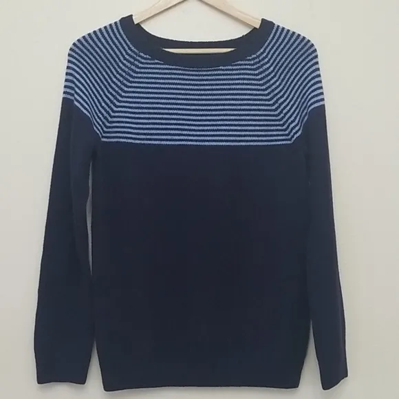 Talbots Lambswool Blend Striped Crewneck Sweater M