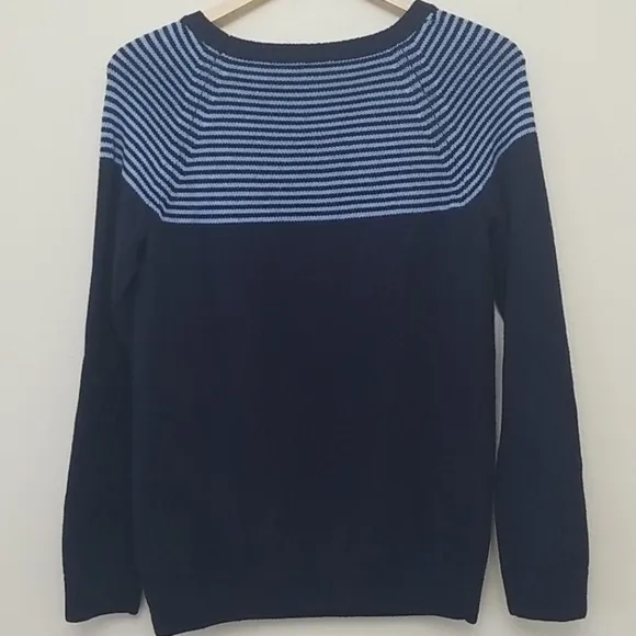 Talbots Lambswool Blend Striped Crewneck Sweater M