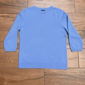Talbots Pure Cashmere Light Blue 3/4 Sleeve Pullover Soft Sweater Size Large