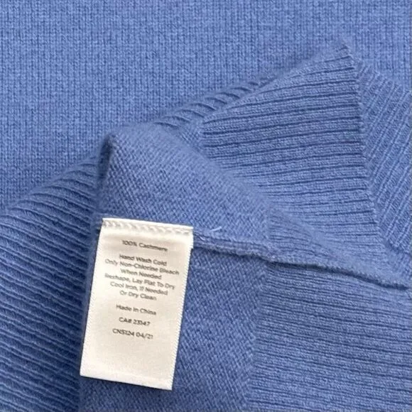 Talbots Pure Cashmere Light Blue 3/4 Sleeve Pullover Soft Sweater Size Large