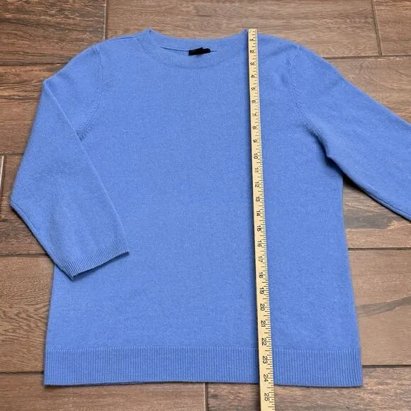 Talbots Pure Cashmere Light Blue 3/4 Sleeve Pullover Soft Sweater Size Large