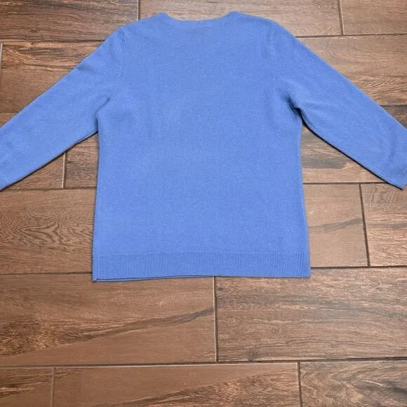 Talbots Pure Cashmere Light Blue 3/4 Sleeve Pullover Soft Sweater Size Large
