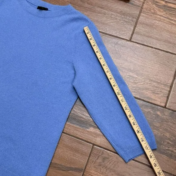 Talbots Pure Cashmere Light Blue 3/4 Sleeve Pullover Soft Sweater Size Large