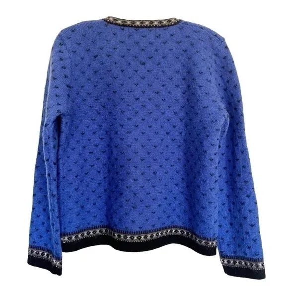 Tally Ho Vintage Cardigan Bavarian Blue Wool Button Up Sweater Small Petite SP
