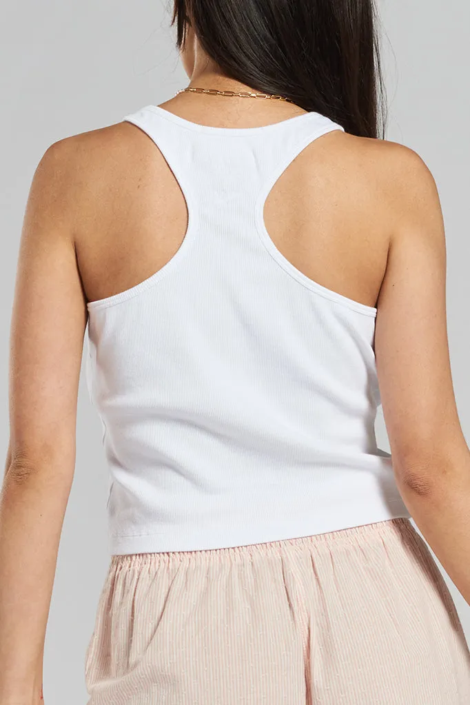 Teasel ribbed stretch-cotton vest - Glacier White