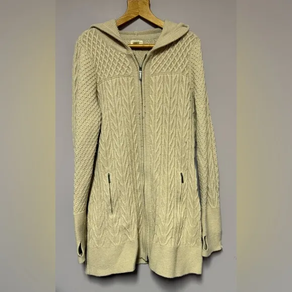 TELLURIDE Wool Blend ARAN Sweater HOODIE Tunic Duster