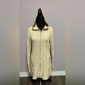 TELLURIDE Wool Blend ARAN Sweater HOODIE Tunic Duster