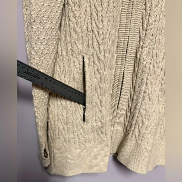 TELLURIDE Wool Blend ARAN Sweater HOODIE Tunic Duster