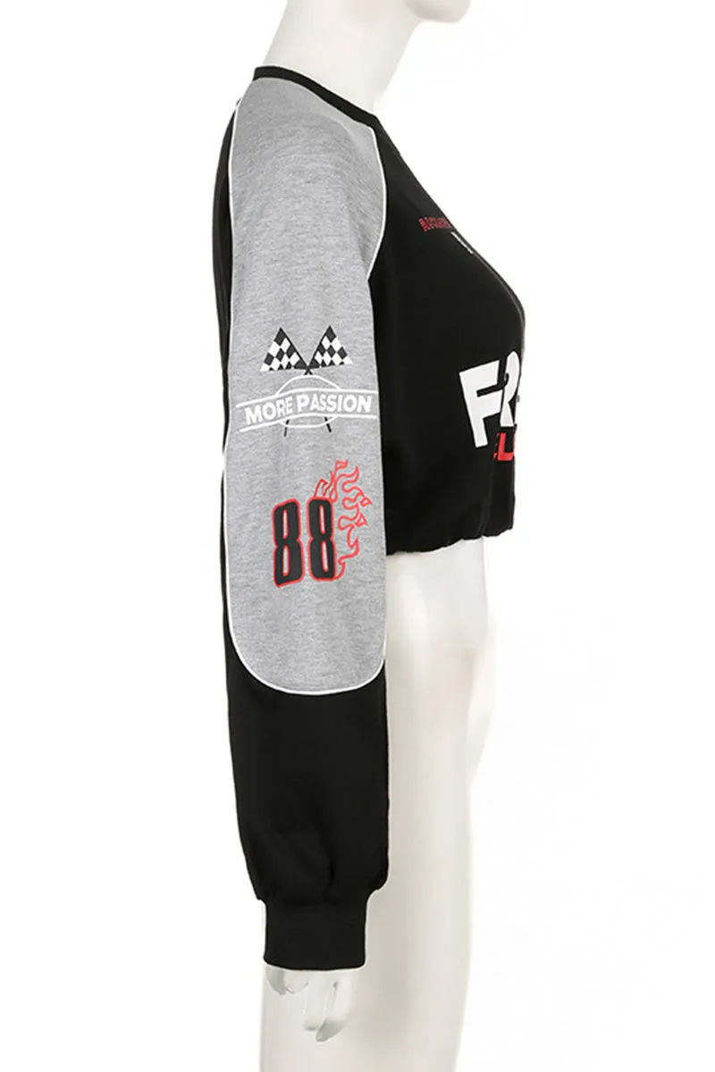 TH0345 Graphic Two Tone Sweatshirt