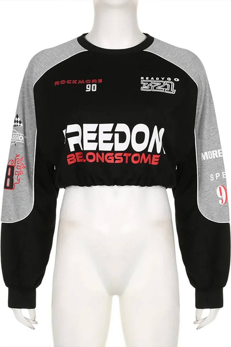 TH0345 Graphic Two Tone Sweatshirt