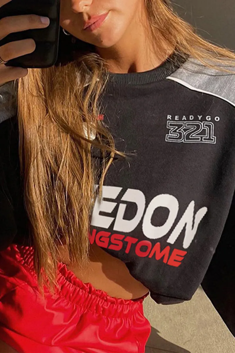 TH0345 Graphic Two Tone Sweatshirt