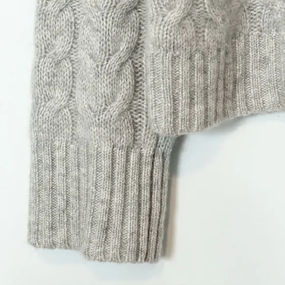 The Cashmere Project Cable Knit Chunky Turtleneck Sweater Cashmere Gray LARGE