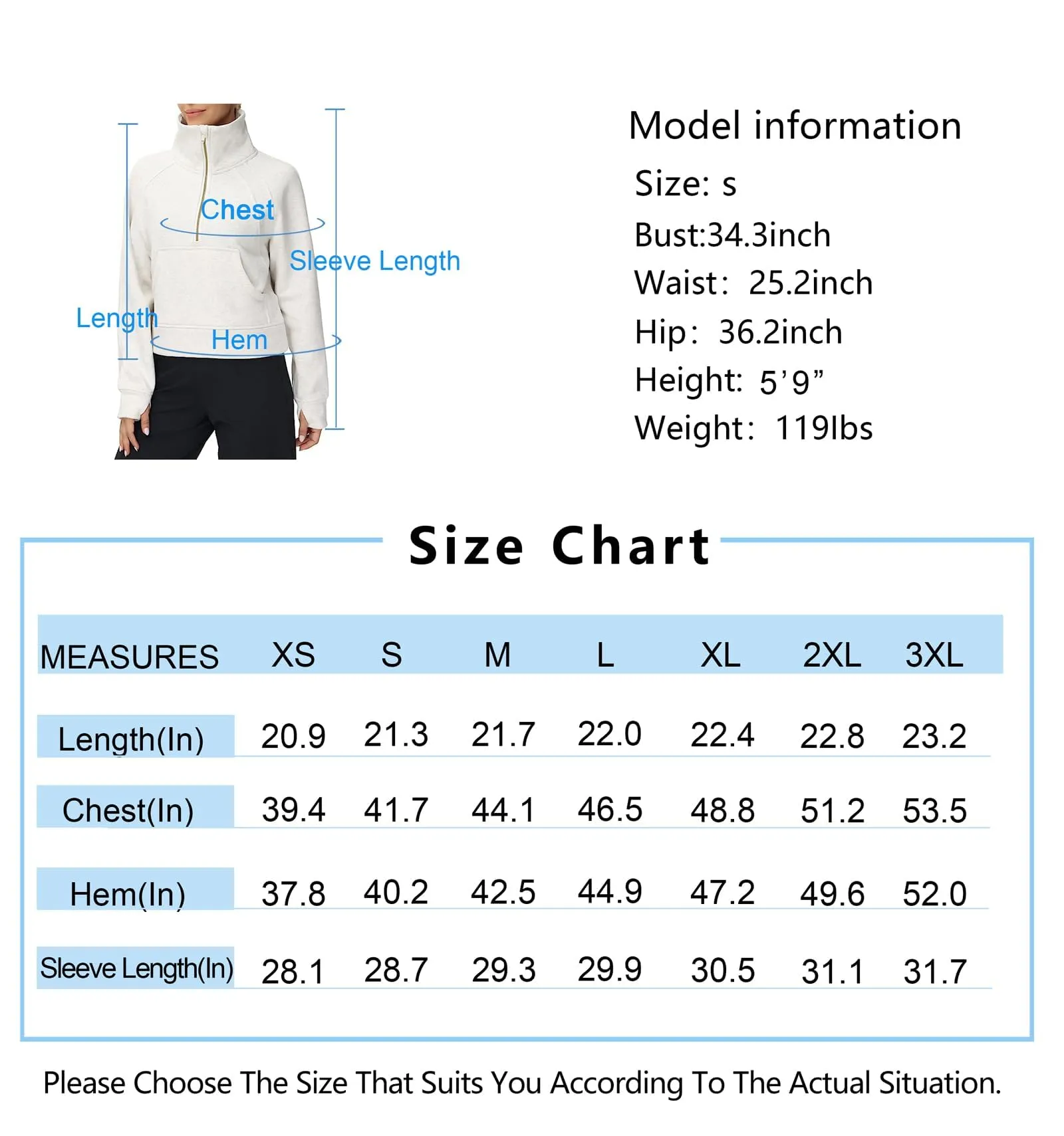 THE GYM PEOPLE Women's Half Zip Pullover Sweatshirt Fleece Stand Collar Crop Sweatshirt with Pockets Thumb Hole Off-white