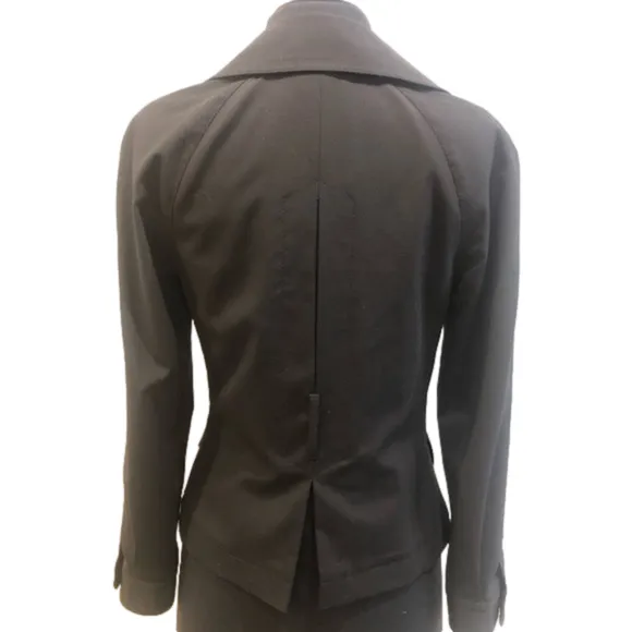 Theory Four Button Double Breasted Wool Black Blazer Jacket Size P