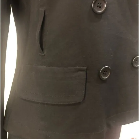 Theory Four Button Double Breasted Wool Black Blazer Jacket Size P