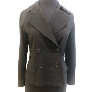 Theory Four Button Double Breasted Wool Black Blazer Jacket Size P