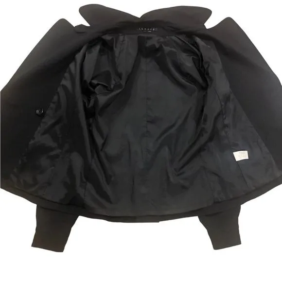 Theory Four Button Double Breasted Wool Black Blazer Jacket Size P