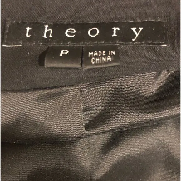 Theory Four Button Double Breasted Wool Black Blazer Jacket Size P