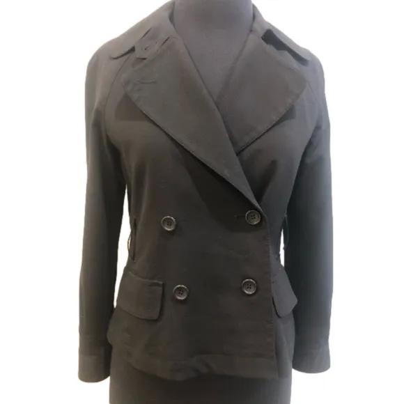Theory Four Button Double Breasted Wool Black Blazer Jacket Size P