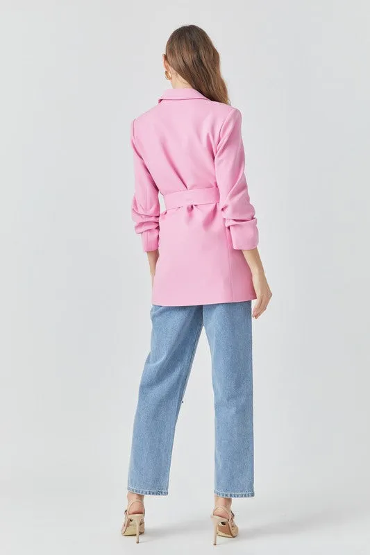 Three Quarter Cinched Sleeve Blazer