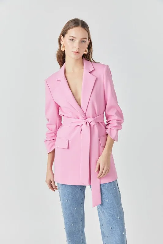 Three Quarter Cinched Sleeve Blazer
