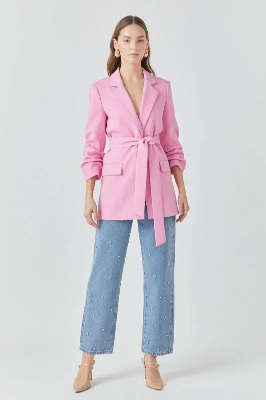 Three Quarter Cinched Sleeve Blazer