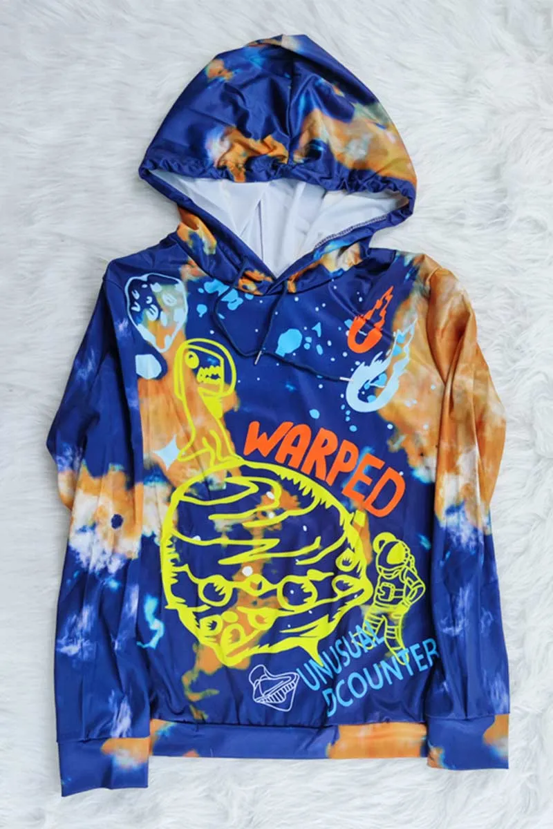 TI755 Hood Graphic Sweatshirt Top