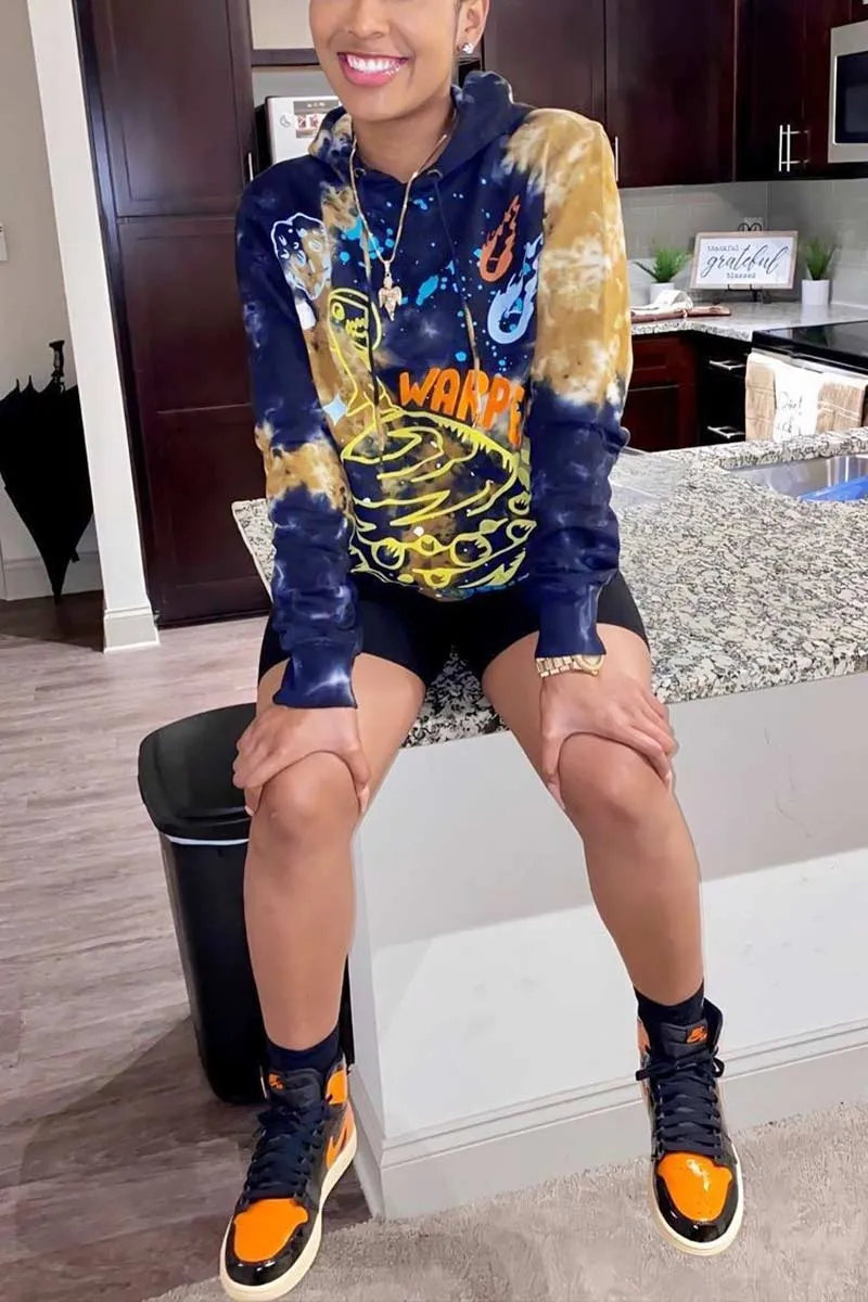 TI755 Hood Graphic Sweatshirt Top