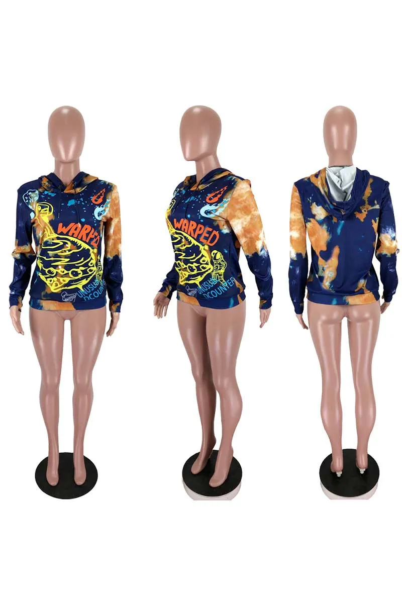 TI755 Hood Graphic Sweatshirt Top