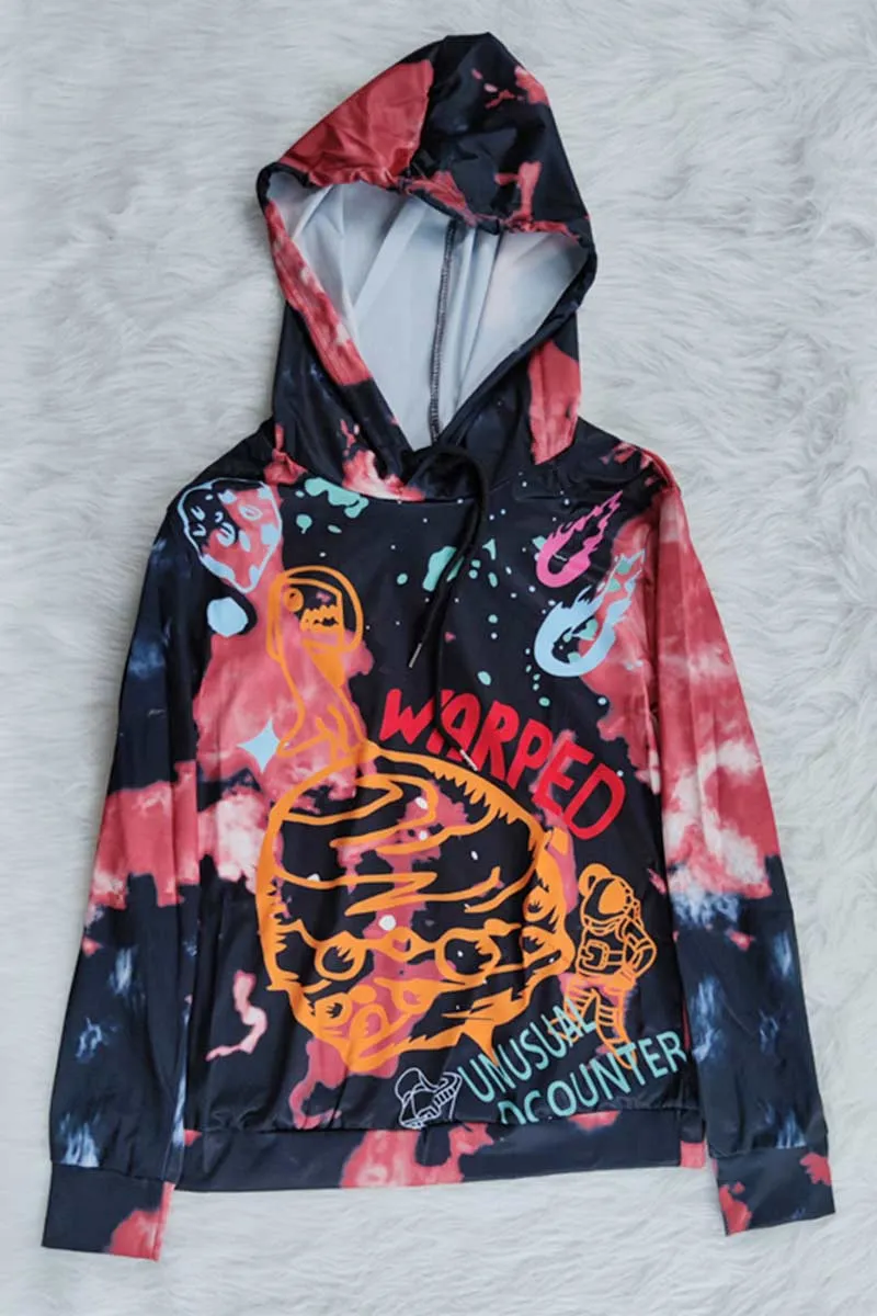 TI755 Hood Graphic Sweatshirt Top