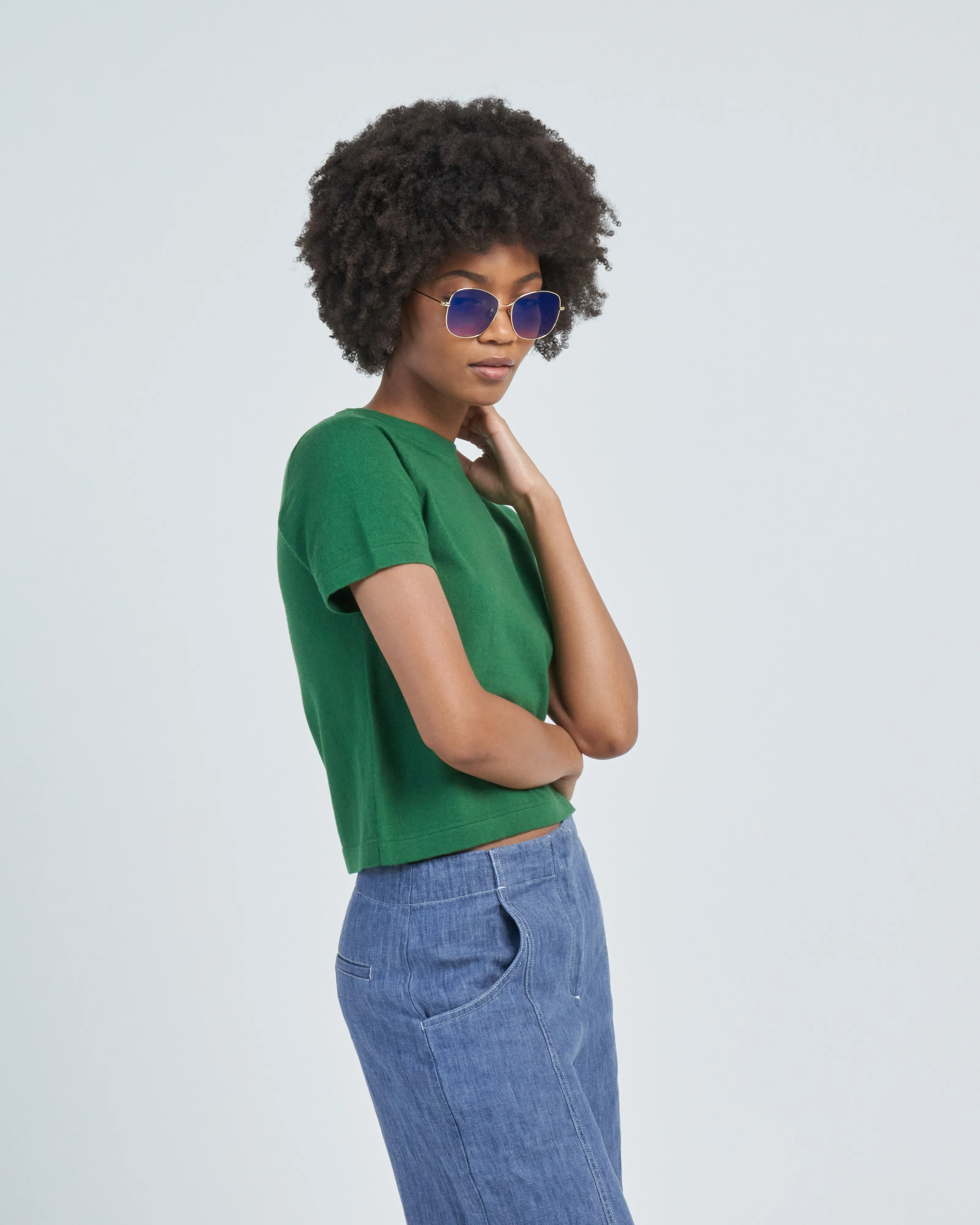 tina cotton cashmere cropped tee