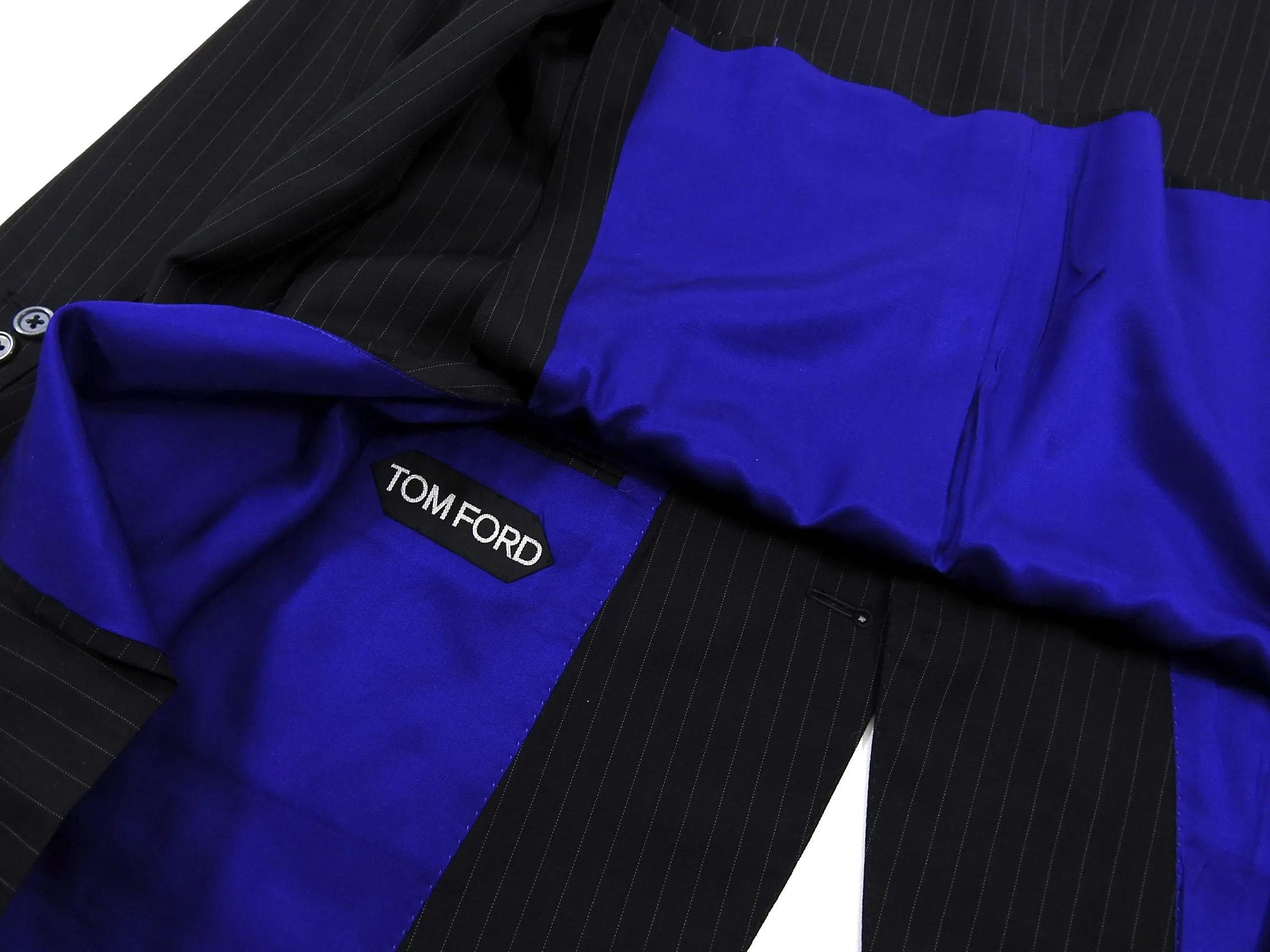 Tom Ford Black Pinstripe Three Piece Suit - 42