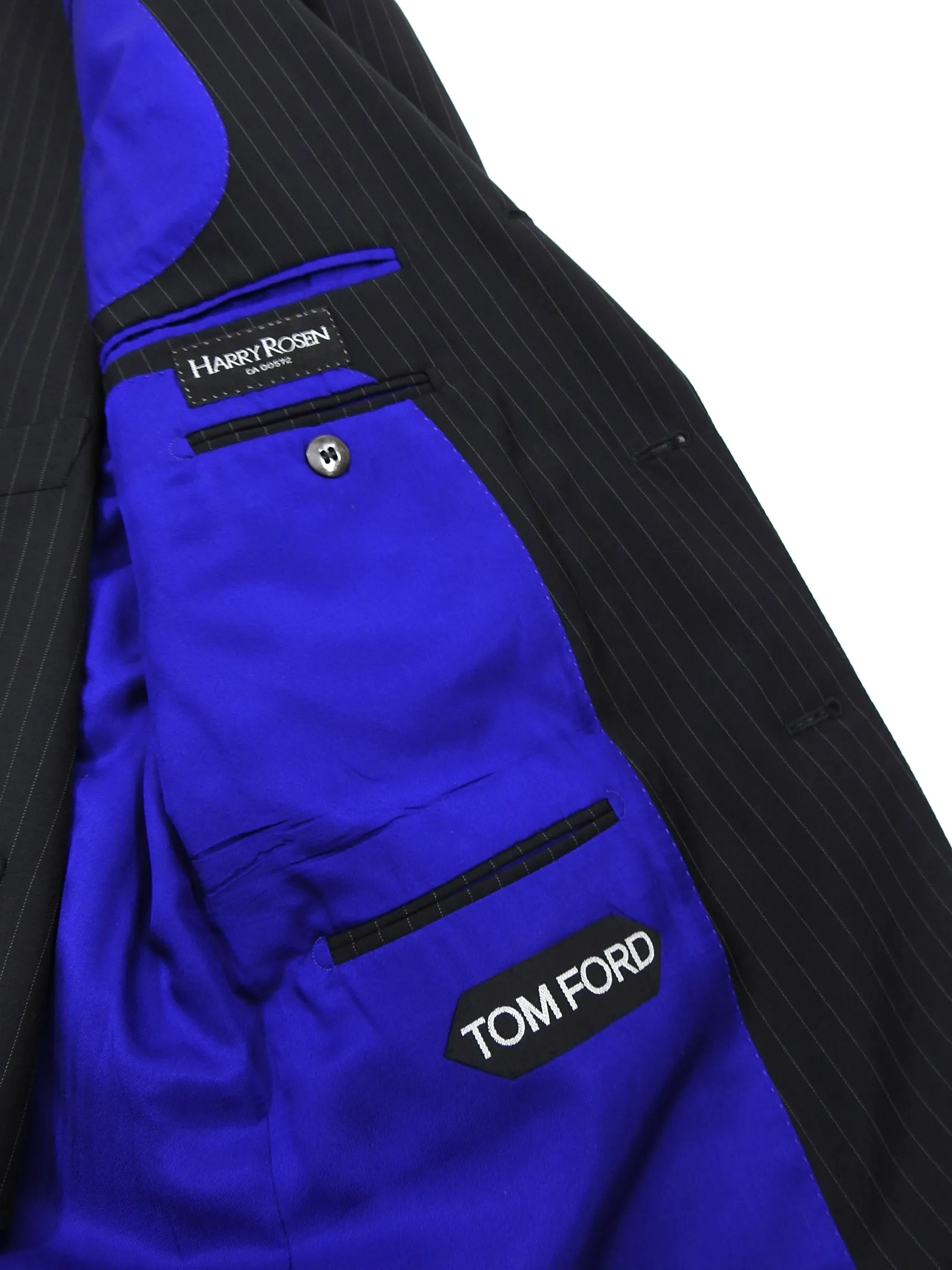 Tom Ford Black Pinstripe Three Piece Suit - 42