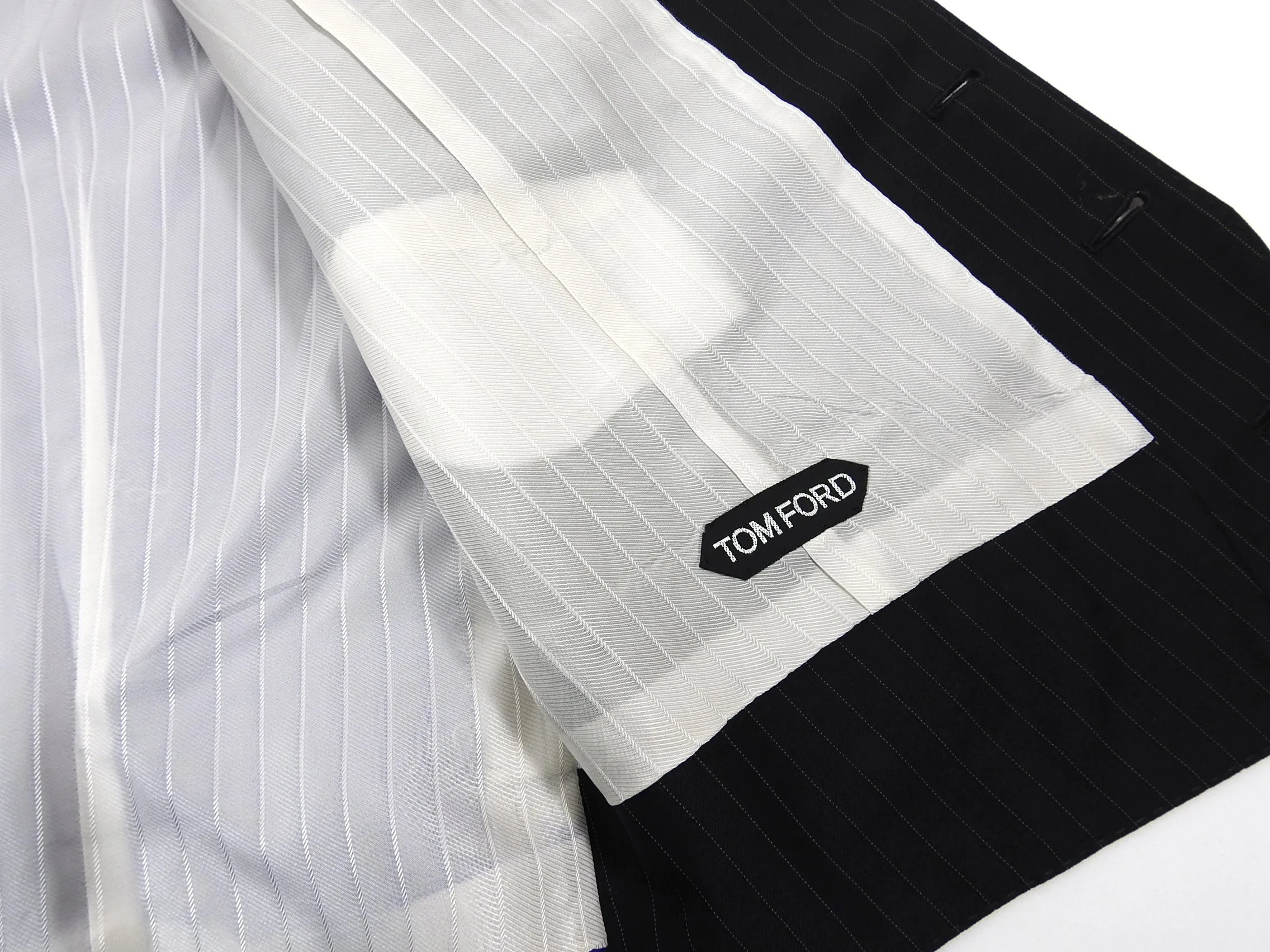Tom Ford Black Pinstripe Three Piece Suit - 42