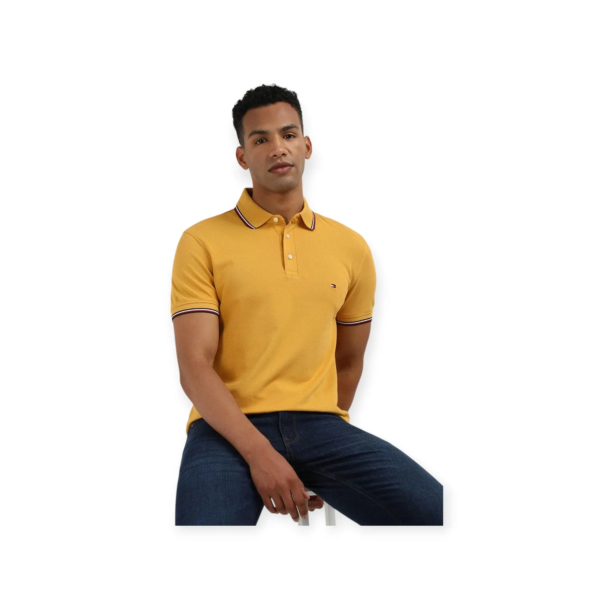 Tommy Hilfiger Short Sleeve Tipped Slim Fit Polo City Yellow