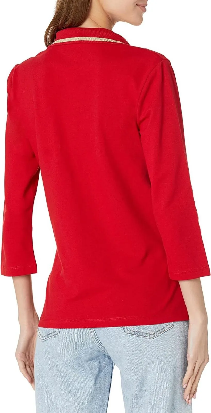 Tommy Hilfiger Women's 3/4 Sleeve Johnny Collar Polo Shirt J2XH0447