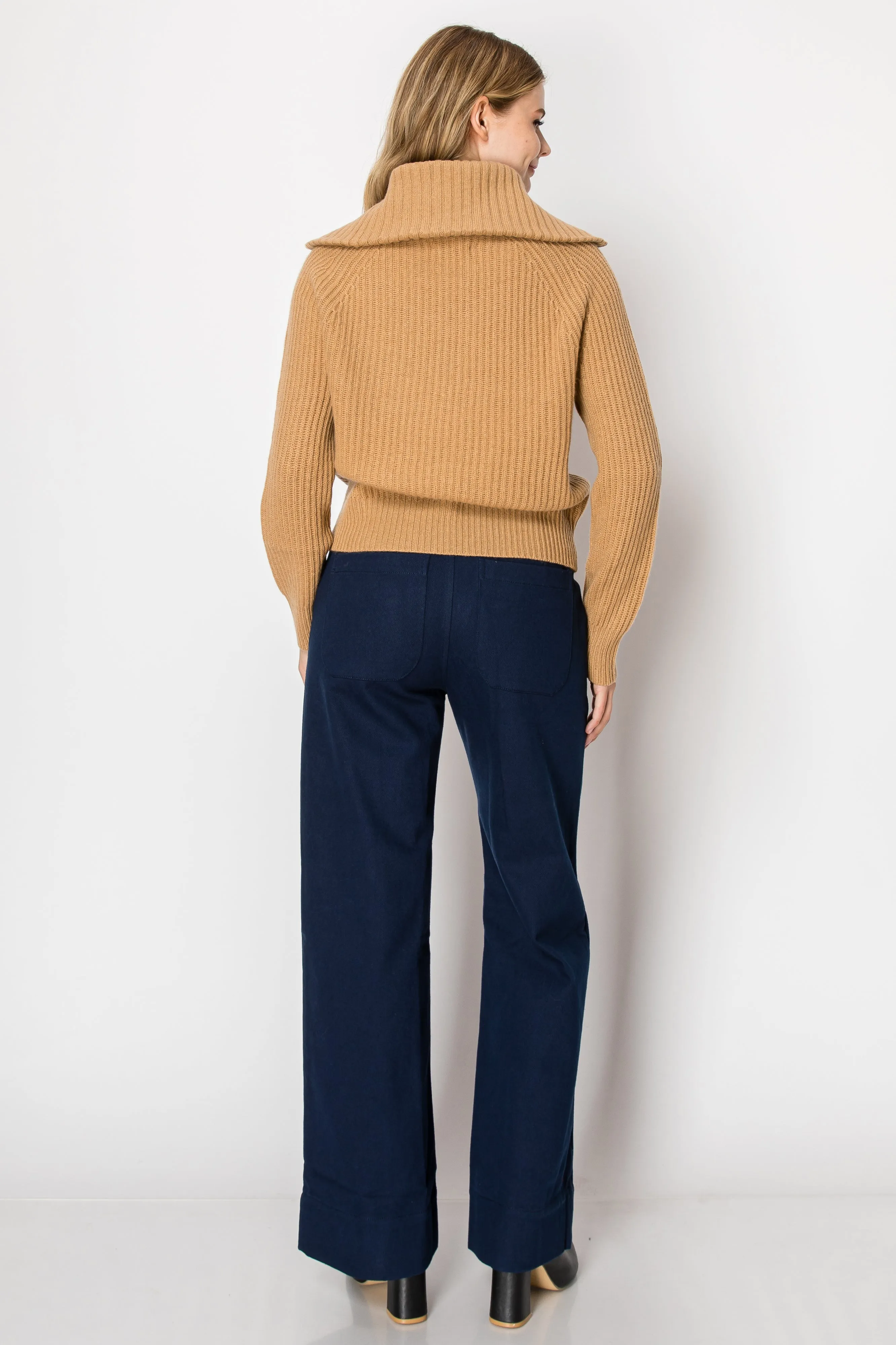 Tori Fisherman Half Zip Up Cashmere Pullover In Sand