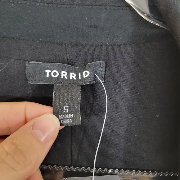 TORRID black open front jersey knit longline office career casual blazer jacket